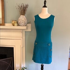 Bailey 44 Teal Sleeveless Dress with Button Accents - XS - NWT
